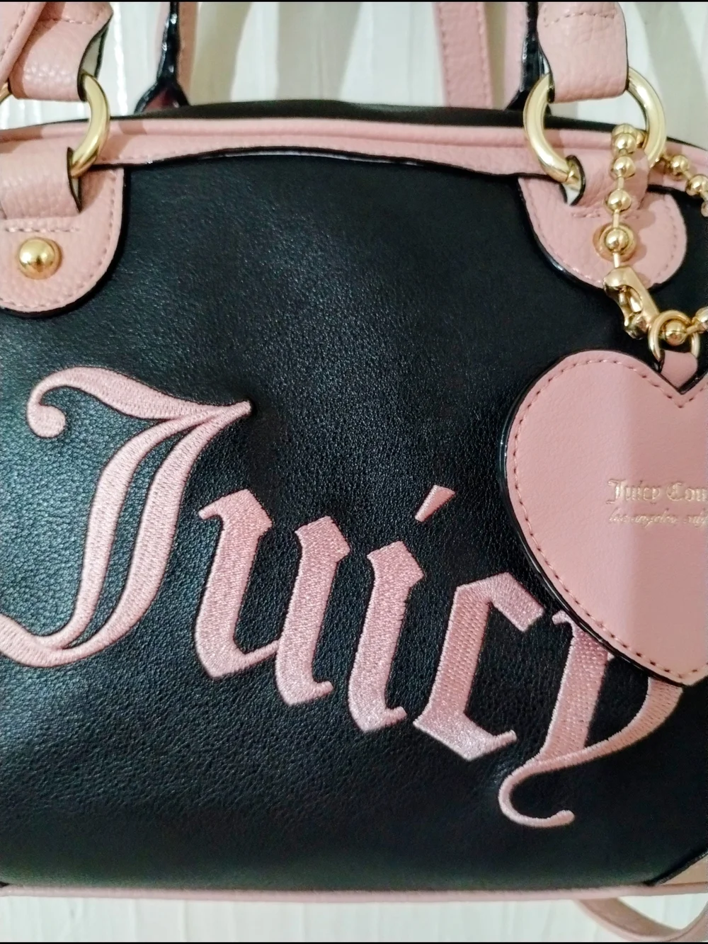 Juicy Couture Urban Heritage Bowler Liquorice & Pink Logo Satchel
